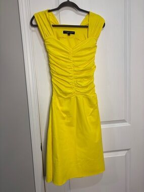 Chiara Boni Bright Yellow Ruched Sleeveless Dress Size 44